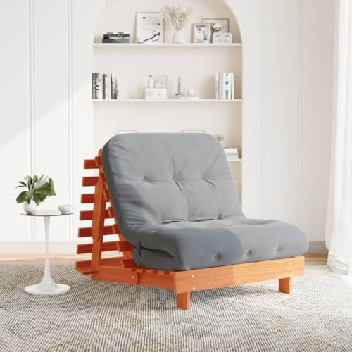 Xichuzi Futon Schlafsofa mit Matratze Braun 80x206x11 Massivholz Kiefer, Loungesofa, Sofas & Couches, Relaxsofa, Couch für Wohnzimmer - 846758