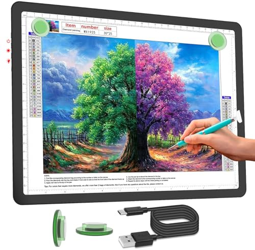 Phylosal Wiederaufladbare A4 LED Lichtpad für Diamantmalerei, ultradünne magnetische Tracing Light Box zum Zeichnen, Diamond Art Light Board mit Seitentaste, Superheller Leuchttisch zum Skizzieren