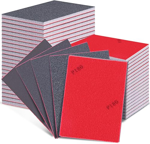 Niuny Éponge de Ponçage 24 Pcs Papier a Poncer Polissage Grain 180-3000 Papier Abrasif Sec et Humide Cale a Poncer Kit Réutilisables Eponges Abrasives Pour Bois Métal Einture Réparation de Carrosserie