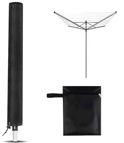 Regerly Abdeckung Wäschespinne, Wäschespinne Schutzhülle Wetterfeste Schutzhaube mit Reißverschluss Oxford Gewebe (168 * 16 * 16cm)