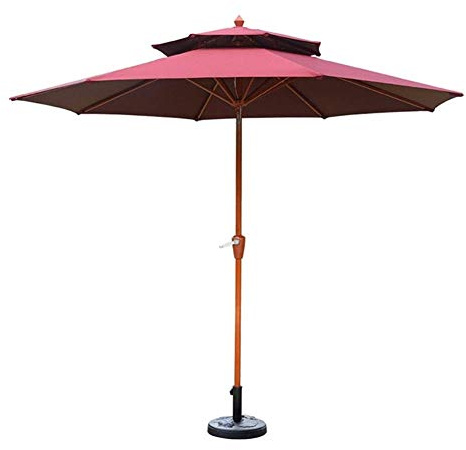 Parasols Round Double Top Patio Sun Umbrella, Perfect For Outdoor Yard, Beach Commercial Event Market, Camping, Pool Side (Color : Wine red)