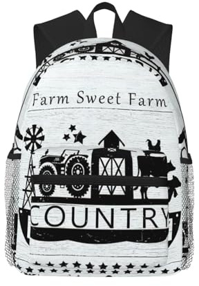 DDSFvbv Farm Houses Windmill Tractor Unisex Backpack, Casual Laptop Bag, Durable Bag for Work, Travel, Large capacity & Great Gift