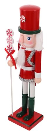 DEARMAMY Wood Nutcracker Ornament Candy Cane Nutcracker Figurine for Christmas Tree Decorations Miniature for Holiday Display