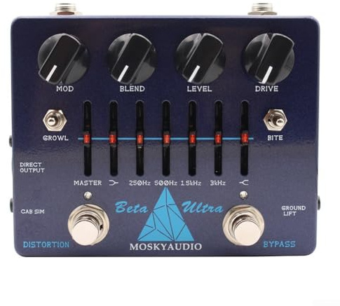 Tragbares Bass-Effektgerät mit 6-Band-EQ & leisen Übungsfunktionen für Musiker (Blau)
