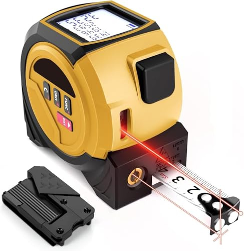 Uadme Mètre Laser, 3 en 1 Télémètres Laser 40m et Ruban à Mesurer 5m, Plusieurs Modes de Mesure M/in/Ft, pour Pythagore Distance Surface et Volume