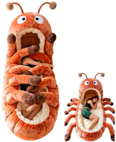 Hugging Caterpillar Schlafsack für Erwachsene, Plüsch Cocoon Lounge Pods mit verstellbarer Zugschnur, dick gesteppte Innenseite, übergroßer Raupenschlafsack für Zuhause, Schlafsaal, Reiseschläfchen