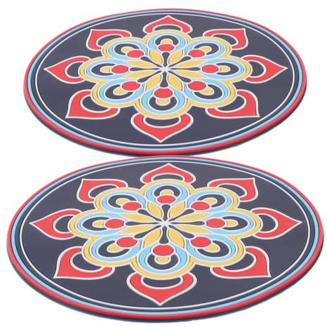 2 Stück-pack Runde Klangschalenmatte aus Pvc, Rutschfest | Bequeme Textur, Vielseitige Nutzung, Elegante Optik, Kleine Unterlage für Yoga, Meditation