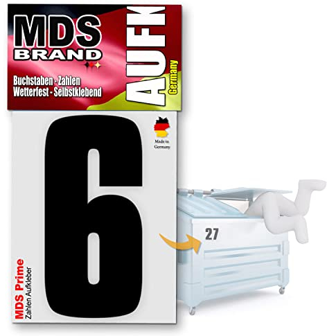 MDS Brand Prime 15cm Zahlen Aufkleber Klebezahlen Selbstklebend Hausnummer Aufkleber Schwarz (6)