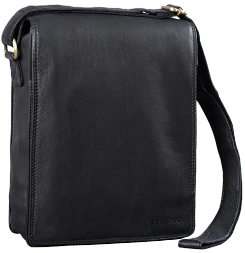 STILORD Lars Vintage Umhängetasche Leder Herren Hochformat für 13,3 Zoll Tablet MacBooks und iPad Schultertasche Herrentasche Messenger Bag Echtleder Farbe:schwarz