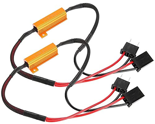 Resistenza per LED H7, Akozon 2 Pezzi 12V Decodificatore Canbus Cablaggio della Resistenza di Carico Resistenze Luci per Auto No Error Adattatore Decoder per Fari, Fendinebbia o Luci di Marcia Diurna