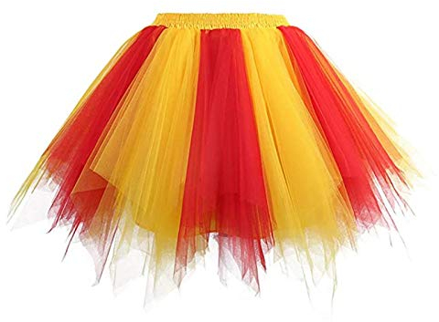 Lazzboy Tütü Damen Karneval Kostüm Tüllrock 50er Rock Kurz Ballett Unterrock Crinoline Petticoat Tutu Frauen Farbe Röcke Plissee Gaze Kurzer Tanzrock Für Erwachsene