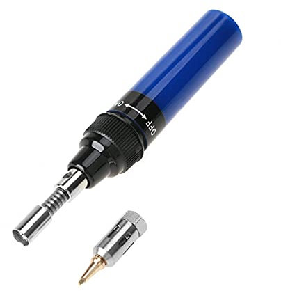 Soldering Iron Pen, 1300℃ Cordless Butane Gas Blow Torch Soldering Welding Pen Tool for Electronic PC Repair(Blue)