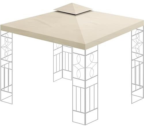 Ersatzdach 360g/m² Dach EXTRA STARK PVC Beschichtung Pavillondach 100% Wasserdicht Pavillon 3x3m (beige #10)