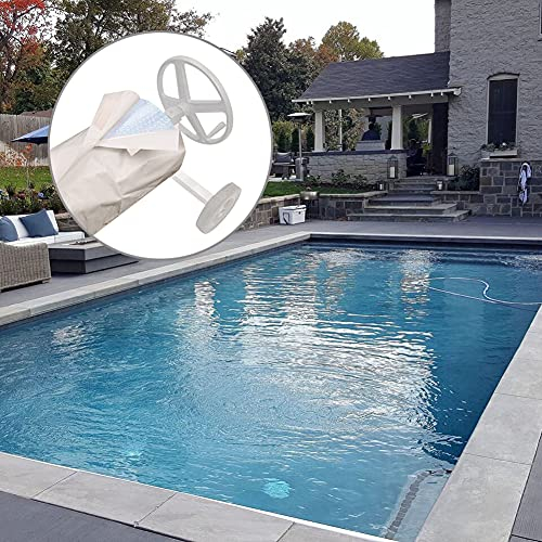 Herbests Abdeckung für Pool Planenaufroller Schwimmbadrolle Abdeckplane Mit Klettverschluss Wasserdicht Staubdicht Outdoor UV-Beständige Schutzhülle für Poolabdeckungen Aufrollvorrichtung 490 * 96cm