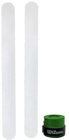 Protector para Pala de Padel Transparente Pack de Dos Unidades Protectores + Overgrip Wilson - Protector Pala Padel Transparente con Acabado Rugoso para Mayor Proteccion (2 Trans + Over Verde)