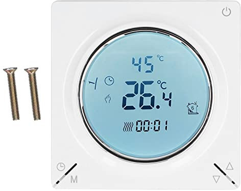 Thermostat Intelligent, Thermostat D'ambiance Numérique Intégré Facile à Programmer Écran Tactile LCD Rétroéclairage Bleu Thermostats De Chauffage Central Pour Chambre à Coucher Salon Salle à Manger