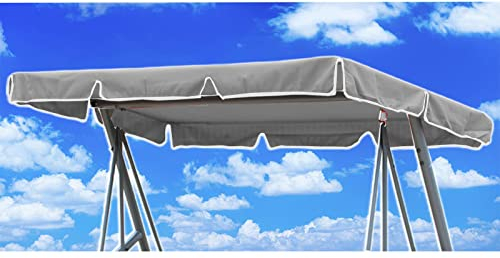 Hollywoodschaukel Ersatzdach 210x145, Hollywoodschaukel Dach Universalgröße, Hollywoodschaukel Dachbezug Universal, Sonnendach für Hollywoodschauke mit 2 Tunnelschlaufen 100% Polyester (Grau)