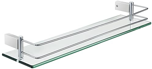 SAYAYO Tempered Glass Shelf Bathroom Shelf Wall Mounted 20 inches, 8MM Extra-Thick Glass and SUS304 Stainless Steel Polished Chromed Frame, EGC1000-50-C