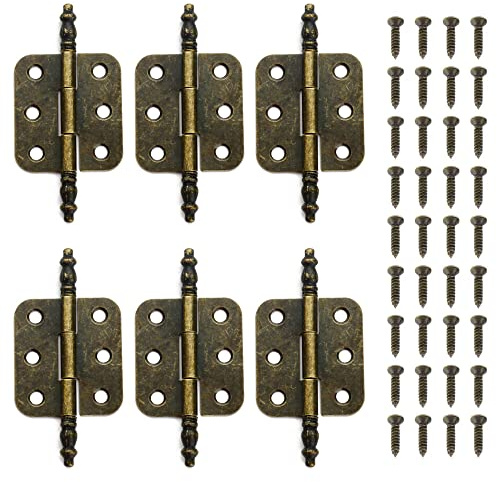 6 Pcs Antique Mini Hinges, Vintage Bronze Hinges, 70x36mm | Folding Small Hinges, Decorative Brass Butt Hinge, for Wooden Box Cabinet Door Drawer Cupboard Furniture Hardware