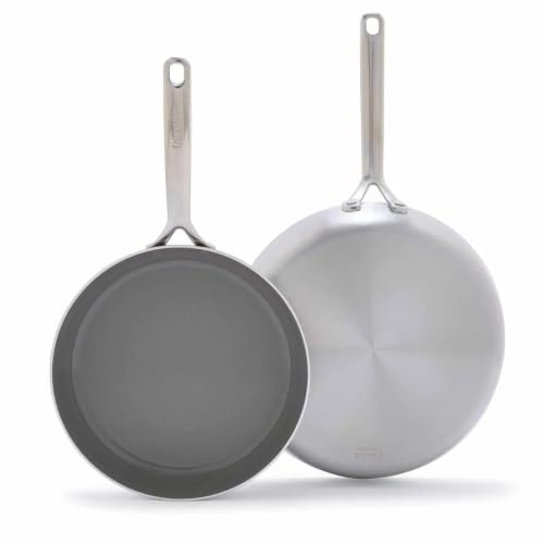 GreenPan GP5 Edelstahl 5-lagig gesunde Keramik Antihaftbeschichtung 25,4 cm und 30,5 cm 2-teiliges Bratpfannen-Set kratzfest Induktion spülmaschinen- und ofenfest PFAS-frei