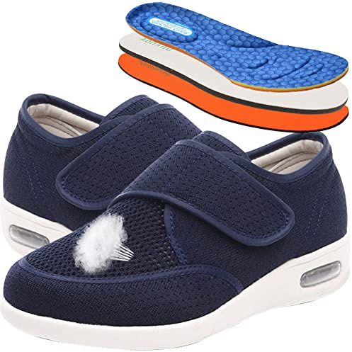AEHO Calzado Diabeticos Mujer Zapatillas Ancho Especial Zapatillas Deportivas de Mujer Zapatos Running Fitness Gym Outdoor Sneaker Casual Mesh Transpirable Comodas,Azul,38 EU