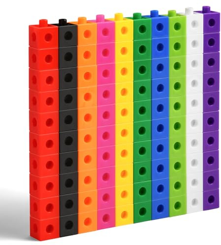 HOTUT Steckwürfel, 100 Stück Mathe Würfel, rechenwürfel grundschule, Lernen Lernspiele, rechenhilfe Geschenk ab 3-8 Jahren Jungen und Mädchen