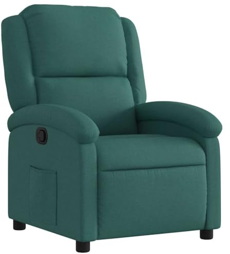vidaXL Sillón Reclinable, Silla con Respaldo Reposabrazos, Sillón de Televisión Relax Descanso, Asiento para Salón Hogar, Tela Verde Oscuro