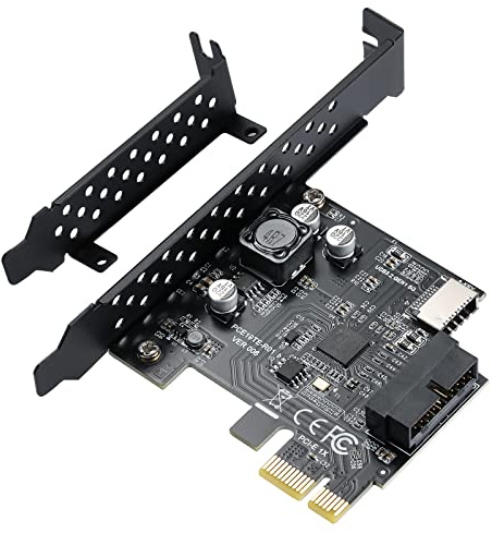 YBBOTT PCIE USB3.2 GEN1 Type-E Expansion Card, PCI Express 1X to 20Pin Front Panel Type C Connector (A key) & 19Pin Socket, 5Gbps PCIE USB Adapter with D720201 Chip for Windows XP/11/10/8/7 LINUX