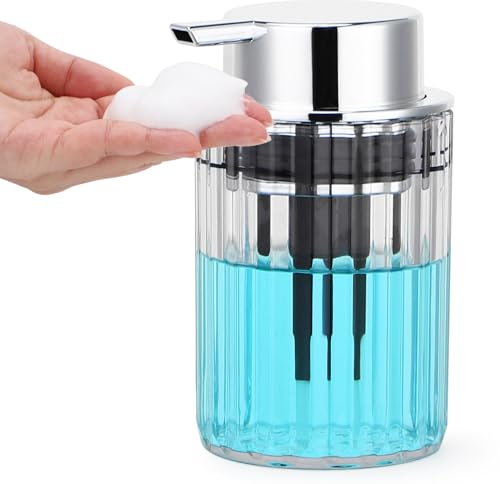 Segbeauty Dispenser Sapone Bagno, 1 Pezzi 300ml Dispenser Sapone Schiuma, Dispenser Schiuma Riempibile, Dispenser Trasparente Cucina, Dosatore Shampoo con Grande Testa Della Pompa
