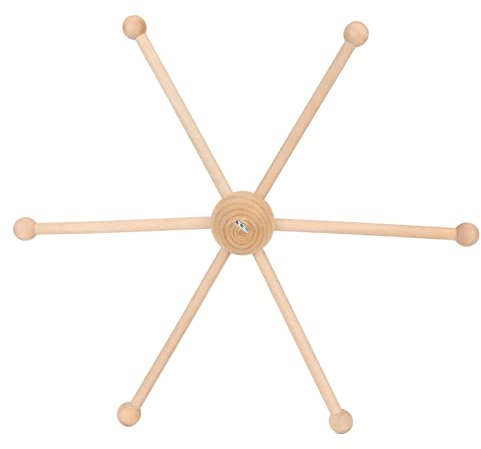 AILOOCEDI Holz-Mobile-Rahmen-Set, Holzrahmen, Babybett-Aufhänger, Kugelförmiger Sechsbeiniger Baby-Holz-Mobile-Aufhänger für Windspiel-Bett-Spielzeug-Dekoration