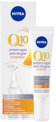 NIVEA Q10 Antiarrugas Energy - Contorno de Ojos Iluminador - Coenzima Q10, Vitaminas C y E - Reduce Hinchazón y Ojeras - Hidratación Intensa - Para Todo Tipo de Piel - 12 ml