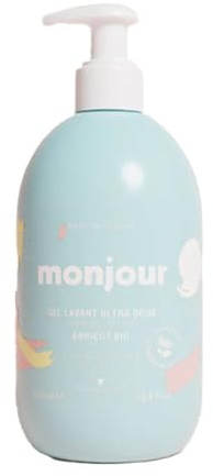 MONJOUR - Ansikts- och kroppstvätt från födseln - tvättgel - 500 ml - 98 % naturligt ursprung - mjuk - barnhårgel - tillverkad i Frankrike - allergivänlig - 100/100 yuka
