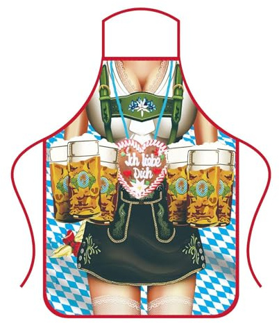 Tyska förkläden för Oktoberfest - Oktoberfest Oktoberfest förkläde för kvinnor Dirndl förkläde | Tysk festdräkt oljesäker Dirndl förkläde Lederhosen BBQ förkläde