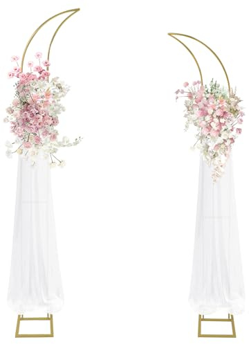 PlusFive Hochzeitsbogen Set (2 m & 2,1m) Traubogen Hochzeitsbogen Gestell Ballonbogen Gewölbter Hintergrundrahmen Wedding Arch für Hochzeit Zeremonie, Geburtstag, Babyparty, Hintergrunddekoration