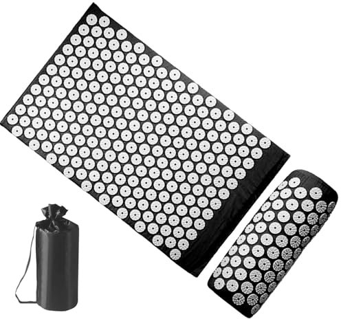 Oldmoom Tappetino Spike, tappetino per massaggio completo, Tappetino a pressione con set per massaggio con cuscino, Tappetino per la pressione sulla schiena, set di tappetini per massaggio,