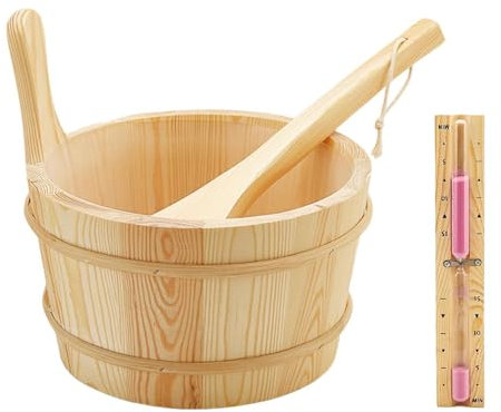 Colcolo Secchio e mestolo per sauna in legno da 4 litri multiuso con Accessori per sauna Accessori per il bagno per bagni Hotel