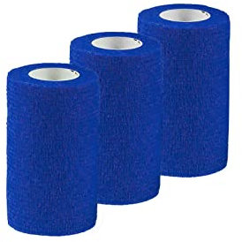 1/3/6 Haftbandagen Größe+Farbe wählbar - selbsthaftende Bandage Fixierverband selbstklebend, Farbe:3 Stück | 10 cm | blau