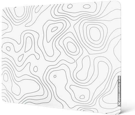 XVX White Topograph Glass Mousepad 4.0, Hard Mouse Pad for Gaming,Ultra-Smooth Micro-Etched Surface Mouse Mat with Non-Slip Rubber Base(410mm*310mm)