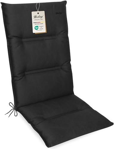 Herlag Hochlehner-Auflage Greta 120x50x7cm - Green-Line: Bezug aus 100% recyceltem Polyester - Sitzauflage mit Fleck- & UV-Schutz - Polster für Hochlehner-Gartenstühle - Öko Tex 100 - Anthrazit