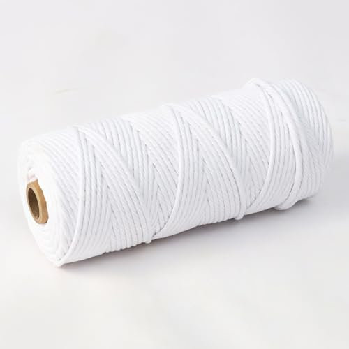 HSTWODE 1/5 Stück Baumwollseil,4mm farbiges Makramee-Seil, Bunt Baumwollseil,5 Farben Makramee-Garn, zum Aufhängen, DIY Handwerk, Basteln, Stricken (Weiß)