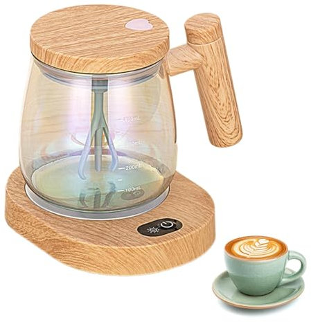 Automatic Stirring Mug - Rechargeable selfs Mixing Cup, High Speed Swirl Action Coffee Blender | Versatile Uses Glass Travel Mug with Lid, Portable Beverage Mixer for Work, Study, 14.5x10.5x8.8cm