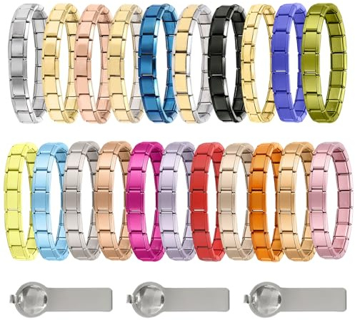 Menore Italian Charm Bracelet, Italian Charms Armband Set, DIY Abnehmbar 9mm Edelstahl Module für Italienische Armbänder, Geschenk für Frauen Mädchen (Schwarz)