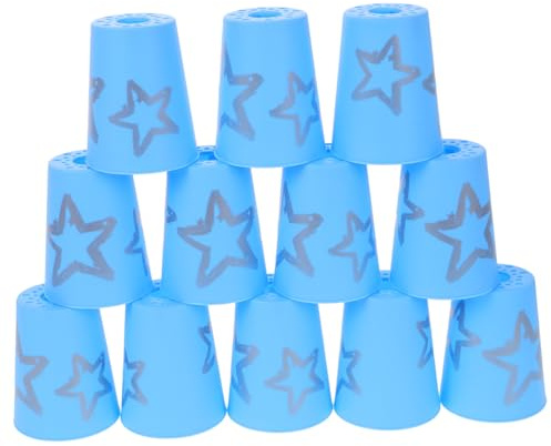 Warmhm Becherspiel 12 Stück Wiederverwendbare Stapelbecher Blau Leicht Stapelbar Party und Trainingsspiel für Kinder und Erwachsene