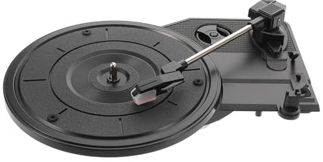 Vintage Phonograph Movement for Vinyl Record Player, Black 200mm | Built in Speakers, Low Noise Operation, Wear Resistant Plastic, for Home Decor, Music Lovers and Beginners