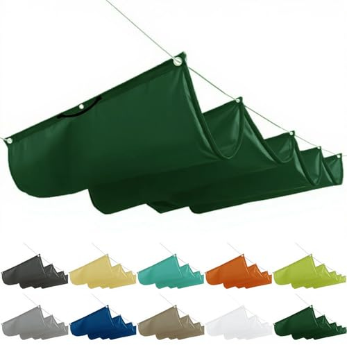 Pergola - Tenda a vela, 3,5 x 10 m, protezione solare, con occhielli e corda per tetto da terrazza, giardino d'inverno, colore verde scuro