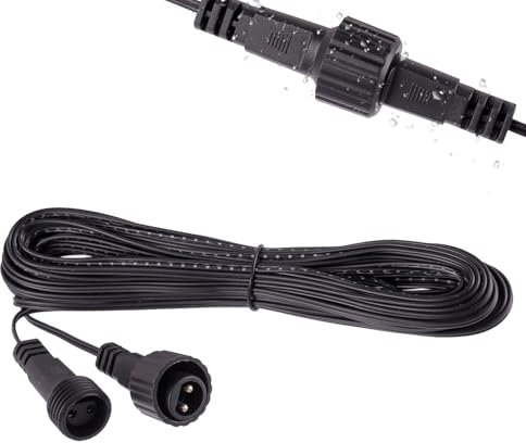 JAMHER 10M/32.8Ft Prolunga Luci 2 Pin IP65 Impermeabile Cavo per Catena Luminosa Esterno da Giardino Stringa, Luci Natale Esterno, Faretti Solari