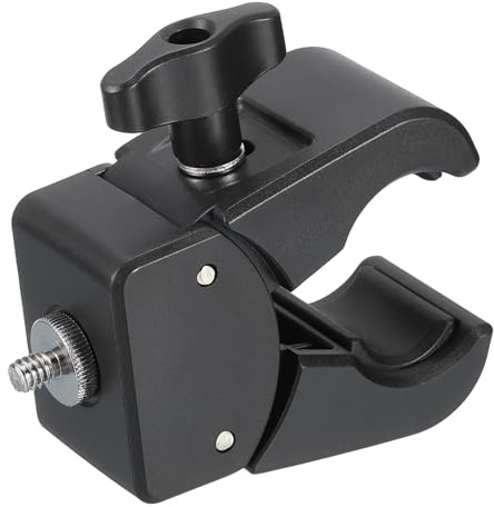 PATIKIL Heavy Duty Spring Clamps Clips, Flash Spring Clamp with 1/4 Male Thread 0-60 mm Clip Range Stand Mounting Accessory Cabinet for Camera Desktop Mount Holder Microphone, Black