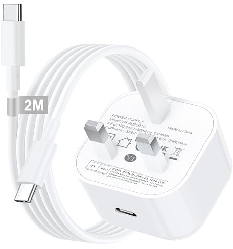 iPhone 16 15 Fast Charger, 20W USB C Charger Plug and 2M Type C to Type C Charging Cable Lead for A pple iPhone 17/16 Pro Max/16 Pro/16 Plus/16/15 Pro Max/15/iPad, USB C Plug Adaptor UK Power Adapter