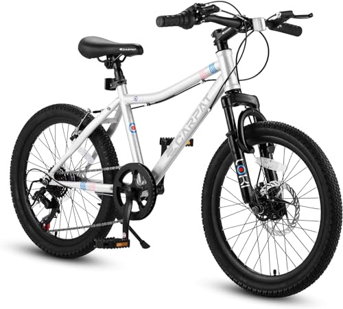 Phidinova 20-Inch Kids Mountain Bike, 7-Speed, Front Suspension, Disc & V-Brakes – Durable Steel Frame for Boys & Girls Ages 6-12