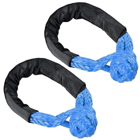 Kit De Récupération De Manille Souple 2 Pièces Manille De Récupération Souple avec Manchon De Protection Manilles Souples for Voile ATV SUV 4X4 Camion(Blue)